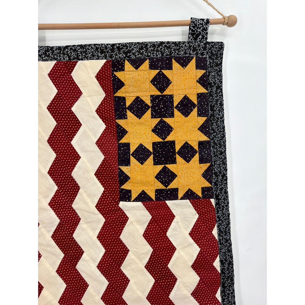 Americana Quilted Valor Flag Wall Hanging Primitive Folk Art Jul 4th 250th Anni - Picture 2 of 12